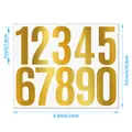 Detailed dimension view of 3-inch gold vinyl mailbox number stickers 0-9 sheet. - Gold Foil Style (A506) / 3 Inch (1 Sheet)