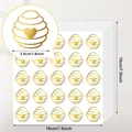 Detailed size guide for golden beehive heart sealing stickers on 19x19cm sheets. - Hot Stamping Honeycomb Heart Sticker (A375) / 25 Pieces/Pack (19x19cm)