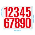 Close-up detail of 3-inch large red vinyl number stickers showing sheet dimensions - Red Style (A500) / 3 Inch (1 Sheet)