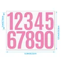 Detail view showing dimensions of pink vinyl number stickers for mailbox organization. - Pink Style (A502) / 3 Inch (1 Sheet)