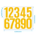 Detailed dimension map of yellow vinyl number stickers for mailbox and classification - Yellow Style (A503) / 3 Inch (1 Sheet)