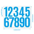 Blue vinyl number stickers 0-9 sheet with 3 inch height dimensions - Blue Style (A504) / 3 Inch (1 Sheet)