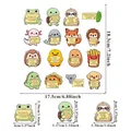 Cartoon animal motivational stickers in Spanish with precise size measurements shown - Spanish Motivational Animals / A386 (18.3x17.5cm)