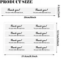 Product dimension diagram of transparent 'Thank You' sealing stickers for take-out coffee cups - A122 (Black and White Thank You Rectangle) / 8 Labels/Sheet