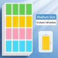 Medium size colorful waterproof self-adhesive labels 15x30mm, pack of 10 sheets 160 stickers - Medium Size (160 Labels) / Colorful