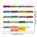Etiquetas adhesivas de colores para mudanzas, dimensiones 21 cm por 18,05 cm. - Juego Clasificación Habitaciones Código Colores (A141) / 21x18cm (Hoja completa)