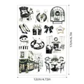 Watercolor French black and white Christmas stickers for scrapbook and DIY decoration - A667: Vintage Furniture and Fireplace (A667) / 17x12cm
