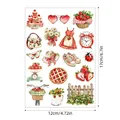 Full layout detail of strawberry theme stickers with 12x17cm precise dimension markings - Style A649 / 17x12cm/Sheet