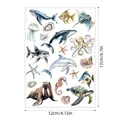 Watercolor sea life stickers sheet featuring whales and turtles with 12x17cm size info - A657 (Blue-toned Watercolor) / 17x12cm/Sheet