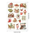 Sheet of vintage strawberry journal stickers for DIY scrapbooking decoration 12x17cm - Style A650 / 17x12cm/Sheet
