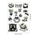 Black and white Christmas sticker sheet showing dimensions 12x17cm for DIY scrapbooking - A669: Christmas Wreath and Stationery (A669) / 17x12cm