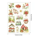 Detail view of a watercolor strawberry sticker sheet with dimensions 12cm by 17cm. - Style A651 / 17x12cm/Sheet