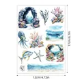 Watercolor blue ocean theme sticker sheet for scrapbooking with dimensions 12x17cm - A659 (Underwater Landscape) / 17x12cm/Sheet