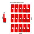 Detailed dimension diagram of red P-shaped waterproof cable labels for wire management - Red (A717) / 30 Pieces/Sheet