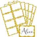 Goldumrandete blanko Rechtecketiketten Set mit Alice Schreibbeispiel - Goldener Stil (A160) / 8 Aufkleber/Blatt (20.54x15.3cm)
