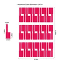 Detailed dimension diagram of pink P-shaped waterproof cable labels for A4 size sheets - Rose Red (A719) / 30 Pieces/Sheet