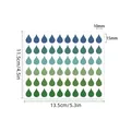 Close-up of colorful teardrop index stickers showing dimensions of 11.5cm x 13.5cm. - Water Drop Stickers (A597) / 60 Pieces/Pack (13.5x11.5cm) / Blue Green Gradient