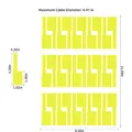 Technical dimensions of yellow P-type waterproof cable labels for wire management - Yellow (A721) / 30 Pieces/Sheet