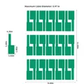 Detailed dimensions for A4 printable P-type waterproof cable labels in green color - Red (A717) / 30 Pieces/Sheet