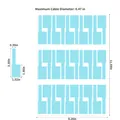 Detailed size diagram of light blue A4 waterproof P-type self-adhesive cable labels. - Light Blue (A723) / 30 Pieces/Sheet