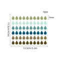 Detailed dimension chart for raindrop-shaped index stickers in multiple colors - A599 / 13.5x11.5cm (60 Pieces) / Gradient Cool Tones (Teardrop Shape)