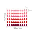Detailed dimensions of waterdrop shaped color classification index stickers - Water Drop Stickers (A596) / 48 Pieces/Pack (13.5x11.5cm) / Red-Pink Gradient