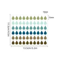Adesivi per indici a forma di goccia colorata con segni di dimensione dettagliati - Sfumatura Blu Verde Marrone (A599) / 60 Adesivi/Foglio (135x115mm)