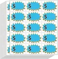 Etiquetas de precio en blanco con forma de explosión azul y signo de dólar venta - Estilo Azul (A711) / 24cm*27cm