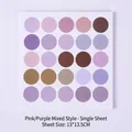 Morandi pink and purple round dot sticker sheet for journaling and labels, 13x13.5cm - Pink-Purple Mix Style / Pink Purple