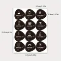 Dimensions of 12 black coffee cup decorative stickers with white icons and text - A219 (Coffee Culture Icons Triangle) / 12 Stickers/Sheet