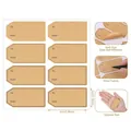 Detailed view of brown kraft gift tags with To/From labels and size specifications - Kraft Paper Style (A350) / 12.5x14.5cm/Sheet