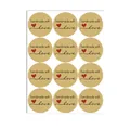 Pegatinas redondas de papel kraft con diseño de corazón handmade with love para regalos - Texto en Negrita Hecho a Mano Corazón Rojo (A763)