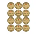 Pegatinas redondas de agradecimiento en papel kraft con corazón rojo para sellado - Juego de Agradecimiento Estilos Mixtos (A764)