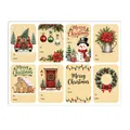 Etiquetas de regalo de Navidad vintage de papel kraft con diseños de muñecos de nieve roja - Etiquetas de Ilustración de Navidad 1 (A779)