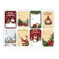 Set de 8 etiquetas de regalo de Navidad con diseños de Papá Noel, muñeco de nieve y pingüino - Etiquetas de Ilustración de Navidad 2 (A780)