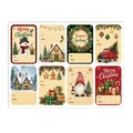 Set de 8 etiquetas de regalo de Navidad vintage en papel kraft con diseños festivos - Etiquetas de Ilustración de Navidad 3 (A781)