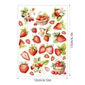 Watercolor strawberry sticker sheet with dimensions 12x17cm for journaling and DIY. - Style A652 / 17x12cm/Sheet