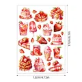 Watercolor strawberry dessert sticker sheet for DIY journaling and scrapbooking - Style A653 / 17x12cm/Sheet