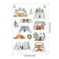 Detail view showing Christmas winter cabin sticker sheet dimensions for DIY scrapbooking - Winter Pine Trees In Snow Illustration (A621) / 17x12cm