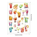 Watercolor summer drink stickers for scrapbooking, 12x17cm sheet with colorful cocktails - Style A630 / 17x12cm/Sheet