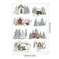 Size details for winter cabin stickers measuring 12cm by 17cm with various designs. - Nordic Winter Cottage Illustration (A622) / 17x12cm