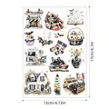 Decorative watercolor Halloween sticker sheet for DIY scrapbooking, size 12x17cm. - Holiday Decor (A638) / 1 Sheet