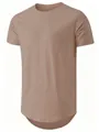 Hochwertiges Herren Kurzarm Sport-T-Shirt in Altrosa mit abgerundetem Saum für Fitness - S / Oberteile / 1 Stück / Kaffeebraun