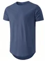 Herren Sport-T-Shirt in Dunkelblau mit abgerundetem Saum und Rundhalsausschnitt - 3XL / Oberteile / Graublau