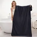 Extra large dark blue thick coral fleece bath towel 90x180cm absorbent wrap for adults - 90*180cm / Dark Grey Plain