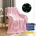 Manta suave de franela rosa fluorescente con unicornios y corazones para niños - Unicornio Rosa / 100*150cm