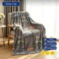 Manta de franela gris luminosa con motivos de coches de carreras y tiburoni para niños pequeños - Coche Gris / 100*150cm