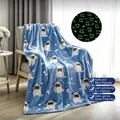 Manta de franela azul que brilla en la oscuridad con pugs y motivos de huesos para sofá - Perro Dálmata / 70*100CM