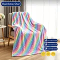 Suave manta de franela arcoíris estrella luminosa para siestas en sofá o cuarto - Estrella Arco Iris / 70*100CM