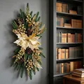 Décoration murale de Noël nordique avec feuilles dorées et pommes de pin pour la maison - Style 7 Fleur Dorée / Or